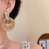 Beach Jewelry Bohemian Drop Earrings Round Geometric Earrings Rattan Weave Earrings  Women