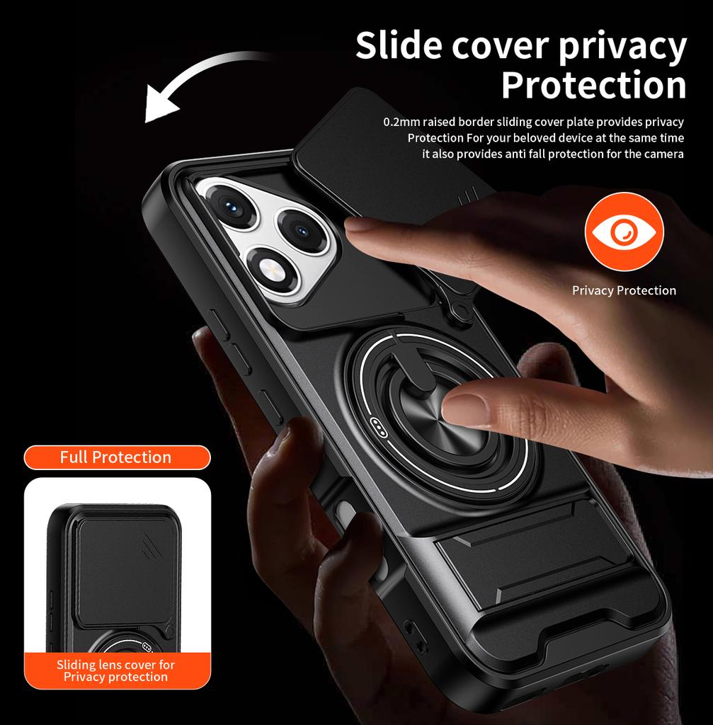 Funda for Honor 400 Lite Case Rotatable Slide Camera Protection Ring Stand Shockproof Cover Capa Funda