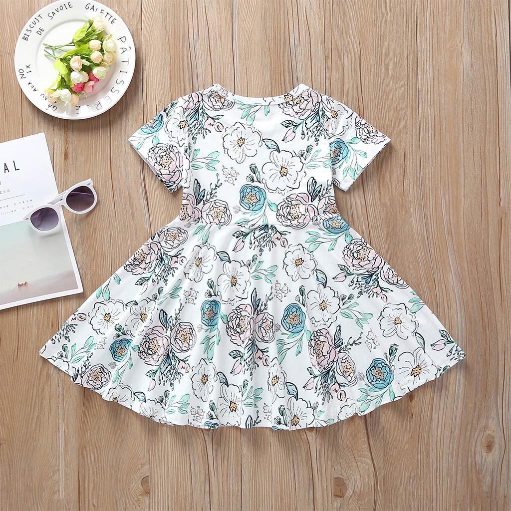 Buy Summer Toddler Baby Girls Flower Dresses Short Sleeve Floral Print