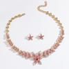 3PC Women's Fashion Flower Necklace Earrings Jewelry Set Elegant and High End Design, Suitable for Party and Festival Gift-8495