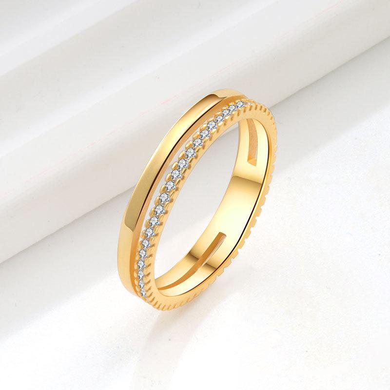 925 Sterling Silver GeometrIc 2 Circle Full Zircon Finger Rings for Women Wedding Engagement Party Jewelry Elegant Prom Gift