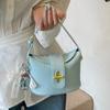 New Popular High-end Lychee Pattern Solid Color Portable Bucket Bag Fashionable Versatile Niche Commuter Style Messenger Women's Bag