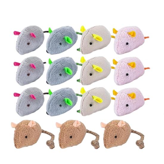 15Pcs Catnip Mouse Cat Toys Plush Mice Soft Stuffed Animal Interactive Realistic Mouse Cat Enrichment Toy for Indoor Cats Play Exercise Hunting 1 Set