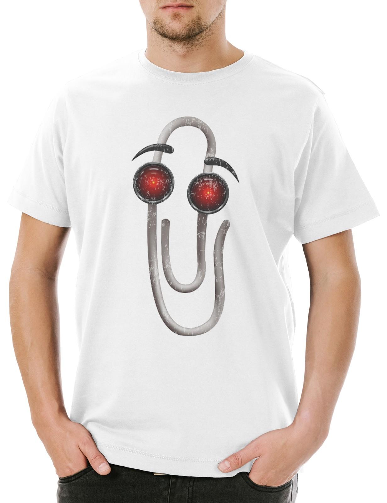 

Clippynator Mens T-Shirt Mens Womens Tees Top Clippy Clippit Paper Clip Office Clip Terminator 2XL