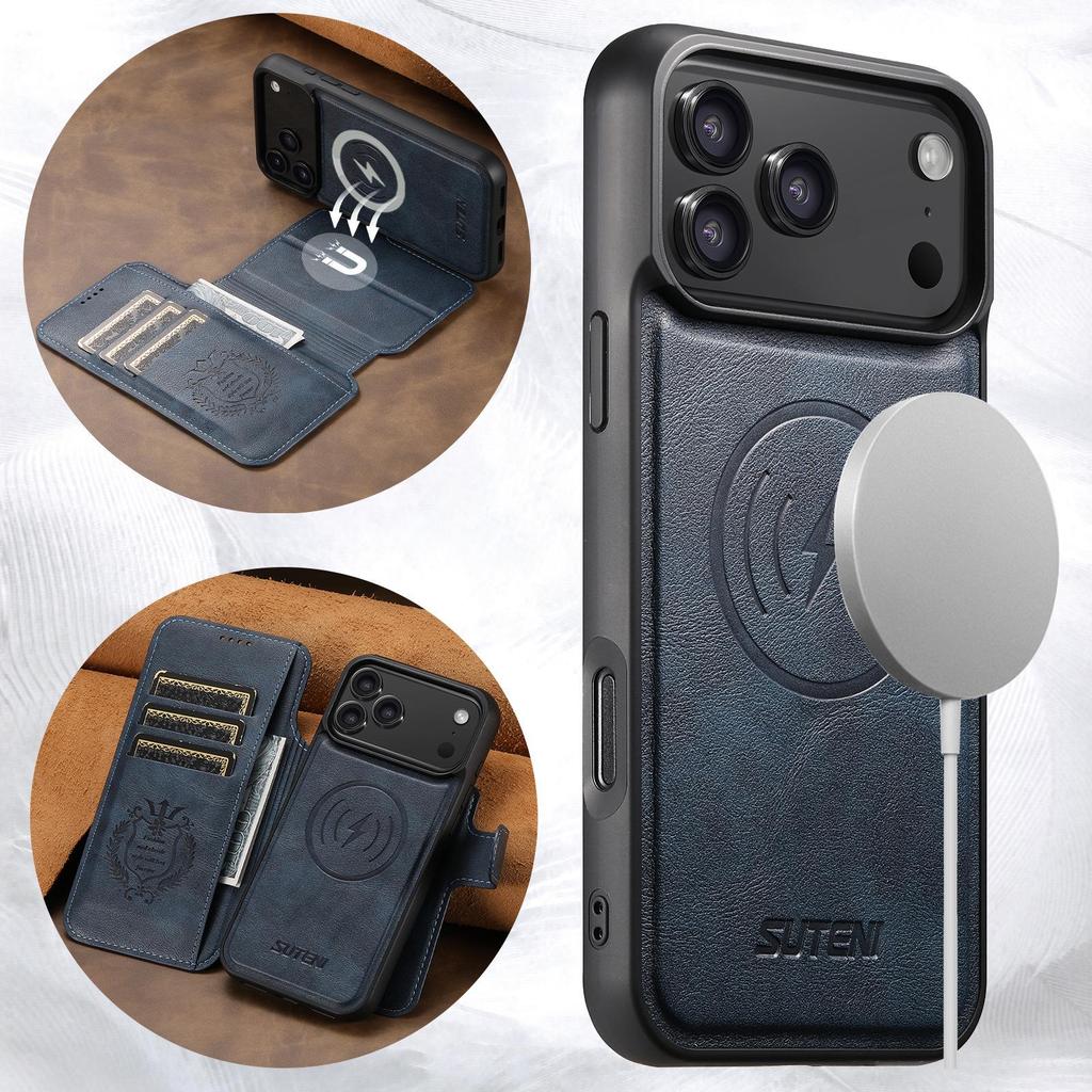 iPhone 17 Pro Max Flip Case with Card Slot, Magnetic Snap, Wireless Charging, Stand Function, and Leather Finish