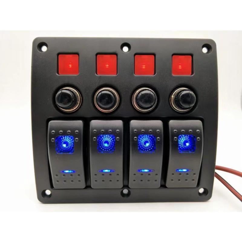 

DC 12/24V ON-OFF Aluminium Switches Boat Car Marine Rocker Switch Panel Overload Protection Waterproof LED Switch Panel 4th gear