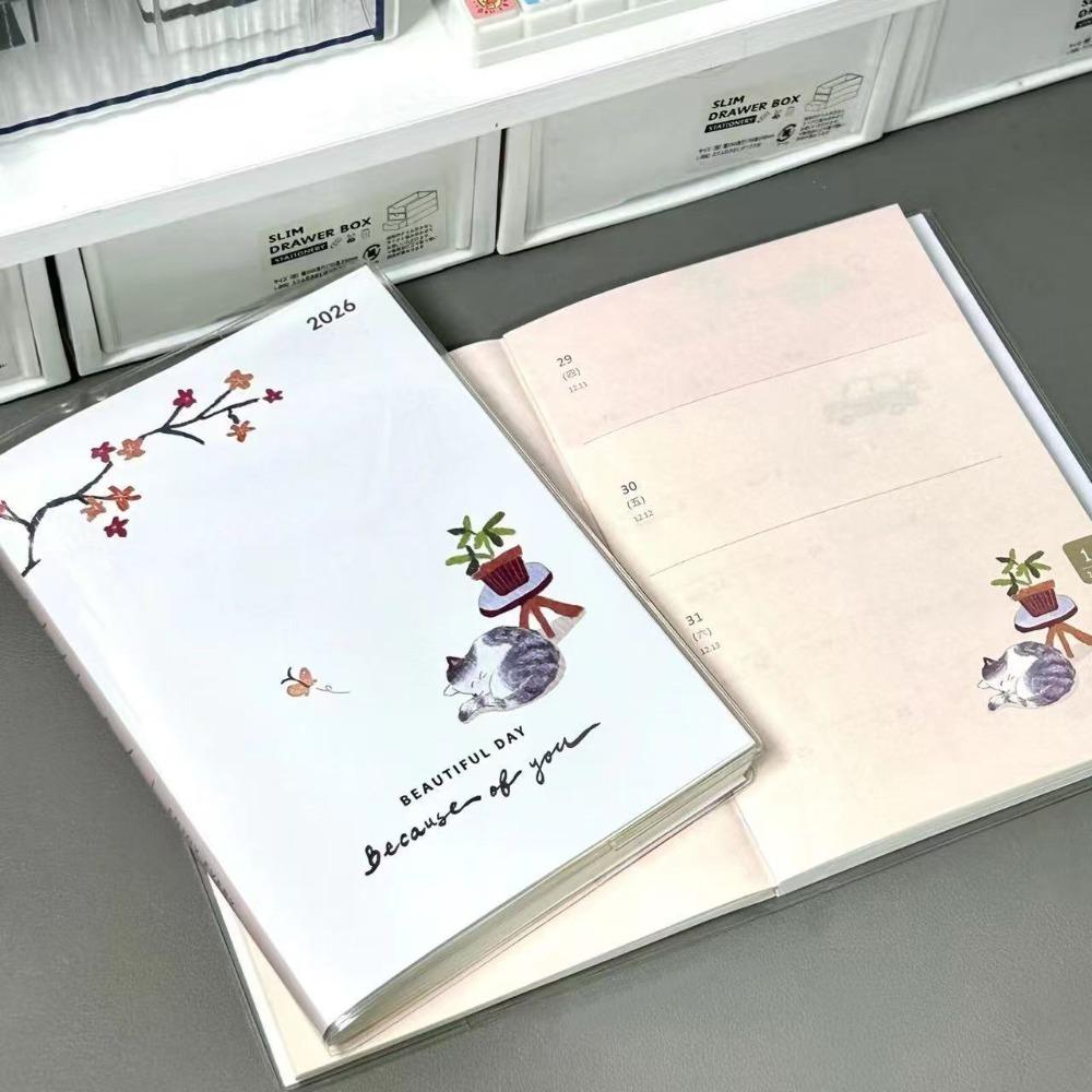 Мультяшный Ручной Рисунок Стиль Иллюстрация B6 Блокнот Мягкая Обложка Список Дел 2026 Планировщик Блокнот Подарок