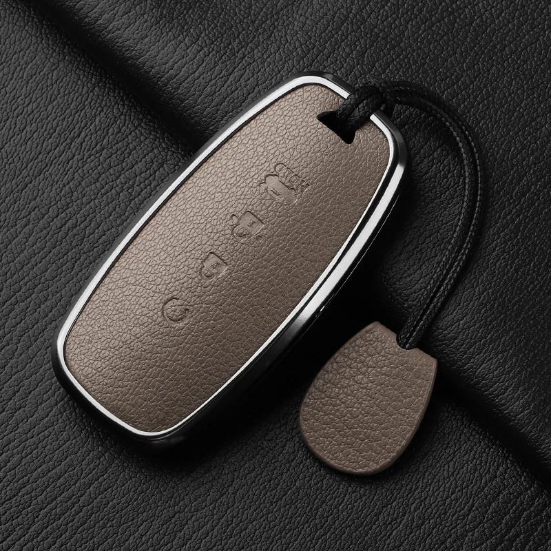 yxkpz10 4 Button Aluminum Alloy Goatskin Car Key Case Cover For Nissan X-trail T33 Qashqai J12 Teana 2022 2023 Car keychain Accessories