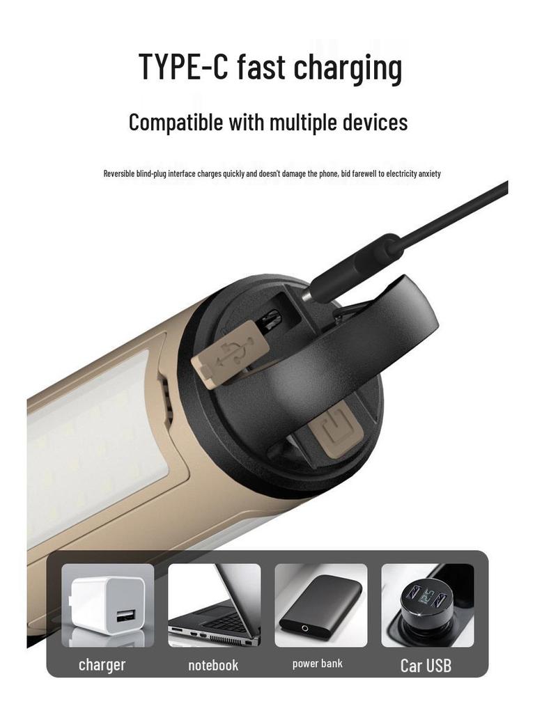 Cross-Border Foldable LED Camping Light with Hook