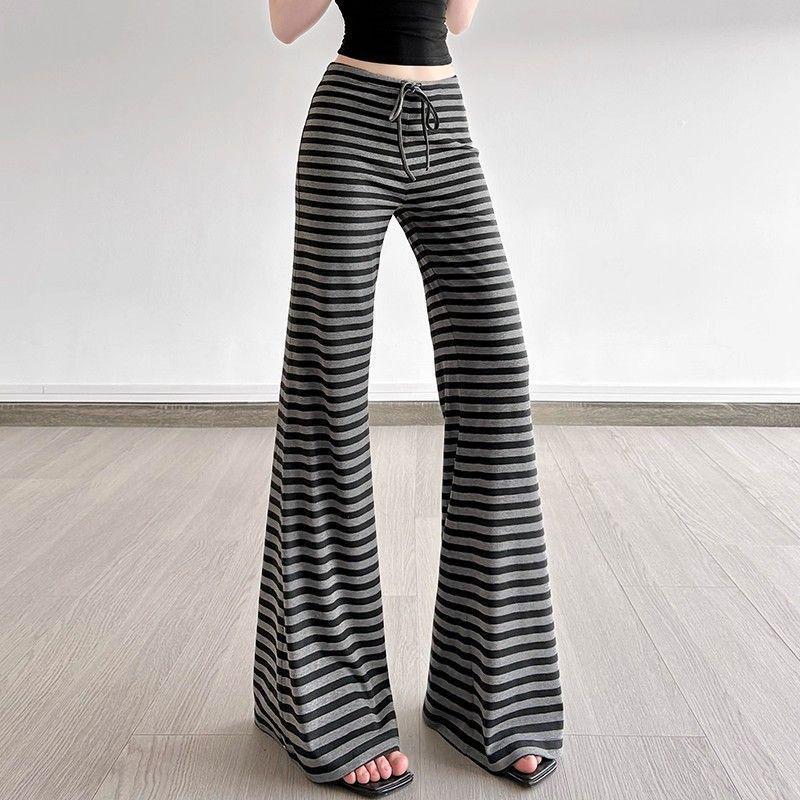 

Thin Drawstring Striped American Casual Slim-Fit Micro-Flare Yoga Pants S Up to 85 lbs