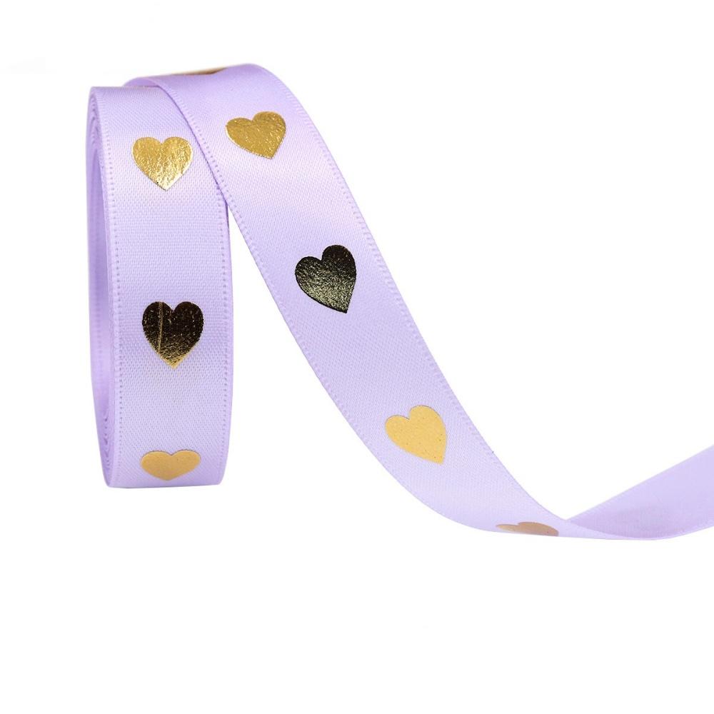 

1.6cm 5Yard Hot Stamping Peach Heart Ribbon Love Ribbons Valentine s Day Packaging Handmade Gift Packaging Decoration DIY фіолетовий