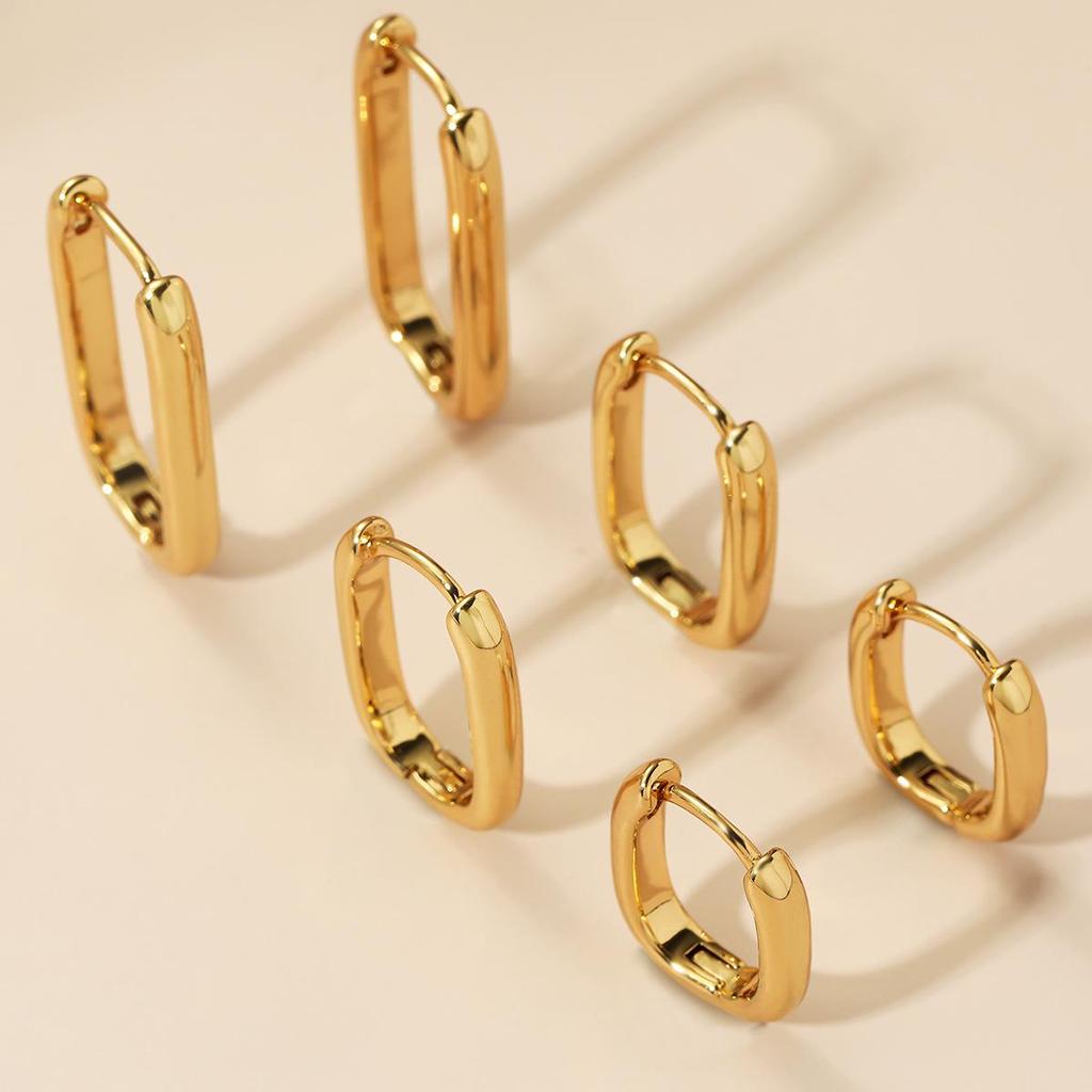 Minimalist European & American Square Hoop Earrings: High-End, Versatile, Light Luxury for Women