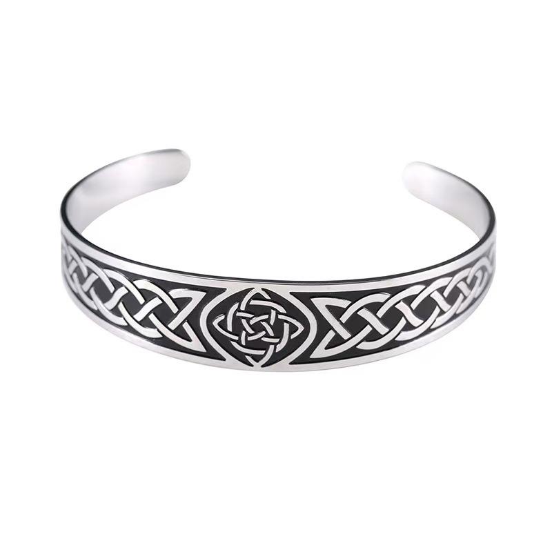 Vintage Bracelet Viking Odin Rune Letter Stainless Steel Open Bracelet Trendy Cool Couple Hand Jewelry