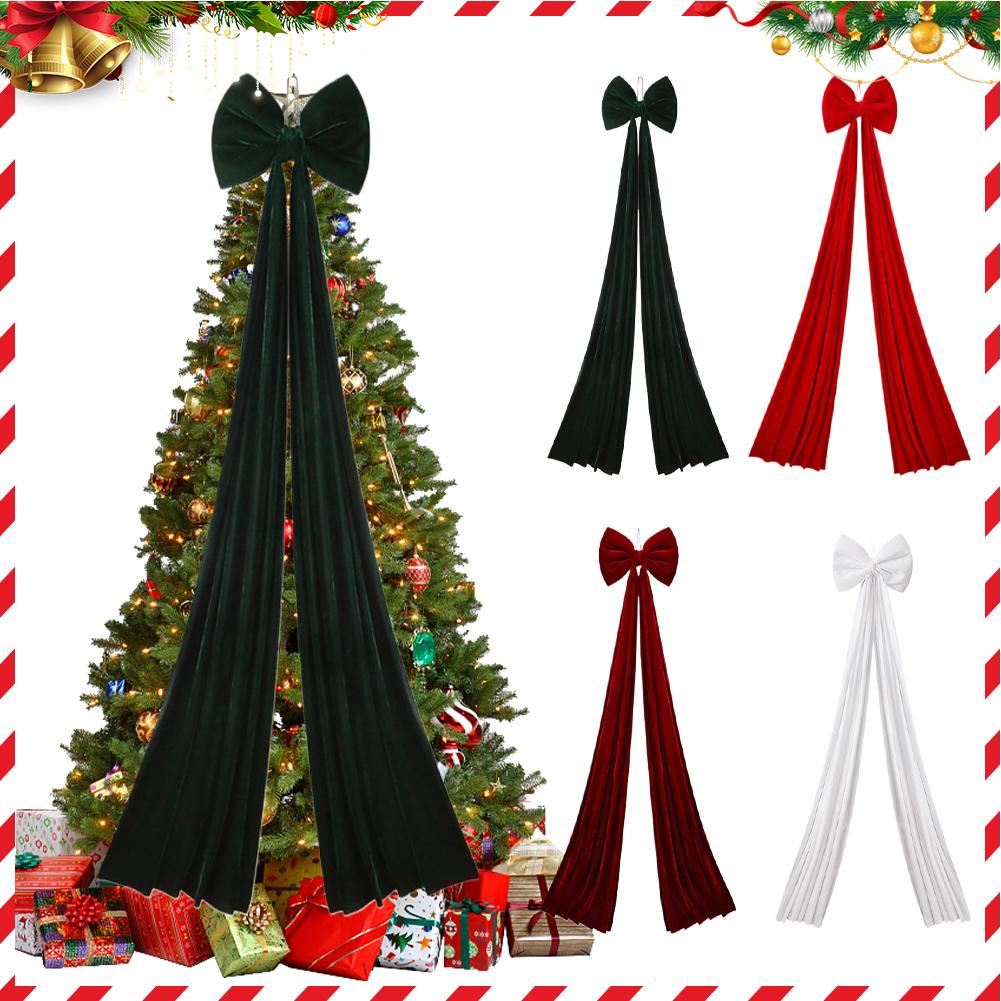 1PCS Large Burgundy Velvet Bow Christmas Tree Decoration Oversized Ribbon Ornament Window Hanging Festive Party Decor