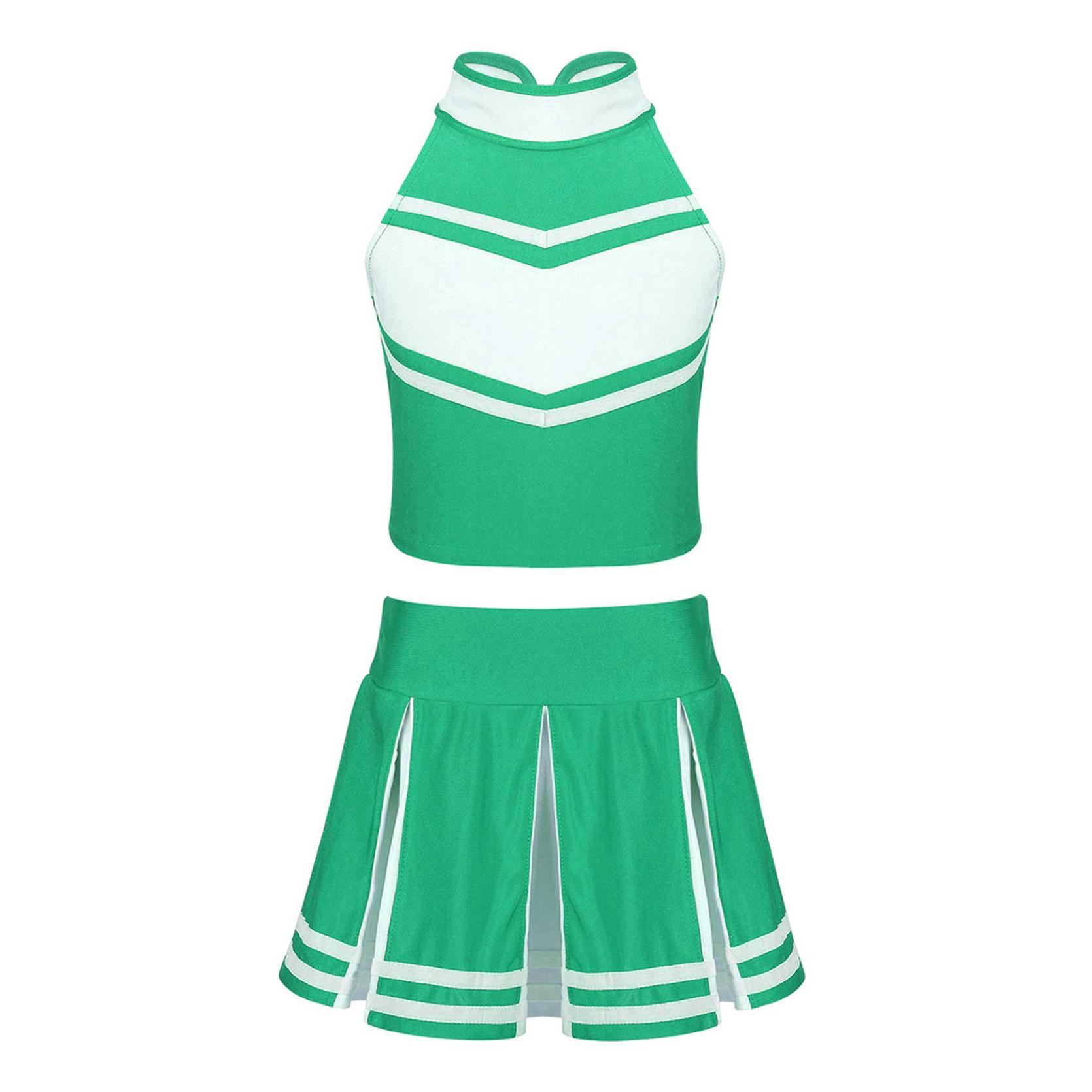 

Детский наряд для черлидинга, 2 шт., танцевальные костюмы Черлидинга для девочек, сценические костюмы, топы без рукавов с юбкой