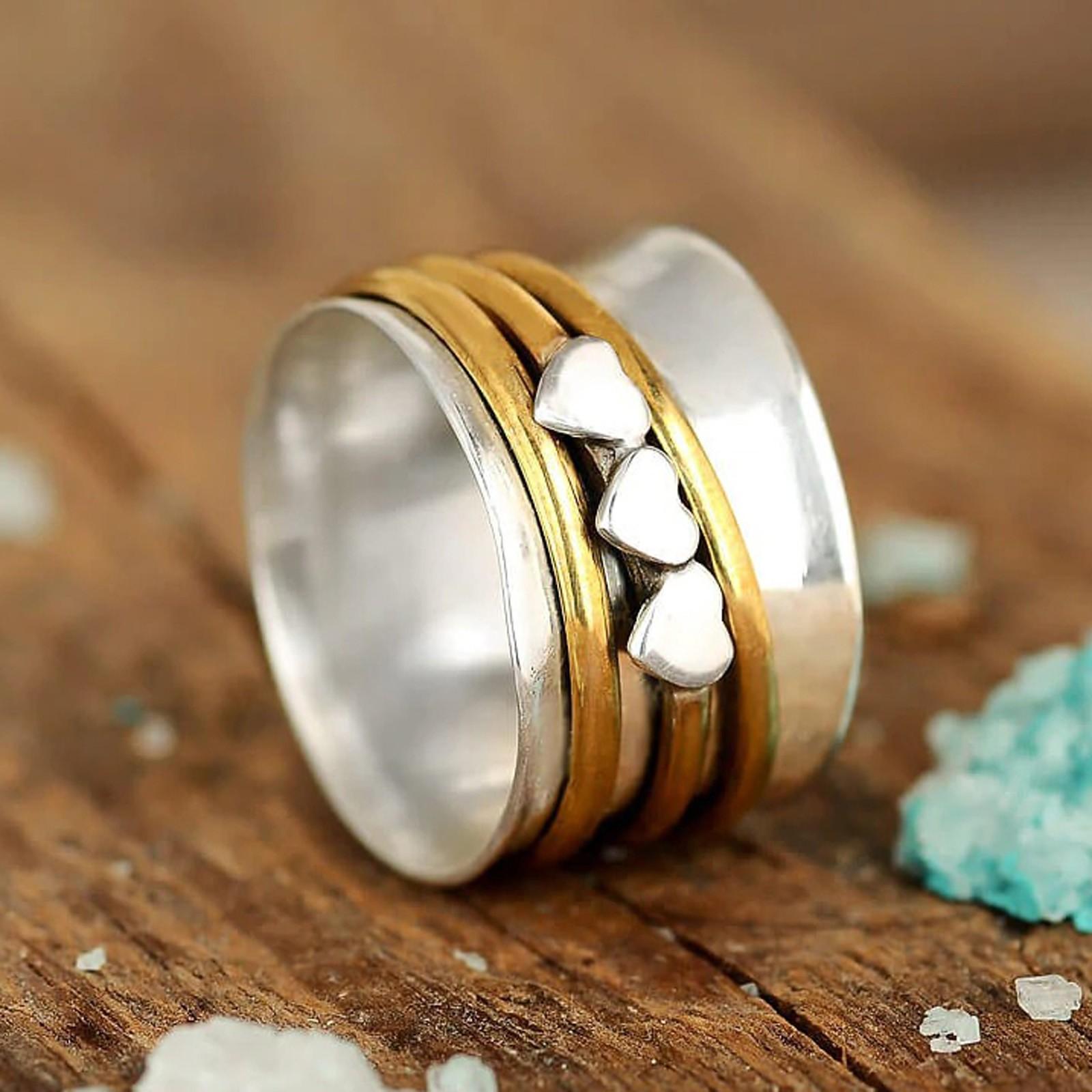 

Винтажное креативное вращающееся кольцо-гирлянда с гравировкой, кольца в форме сердца, мужские и женские кольца E