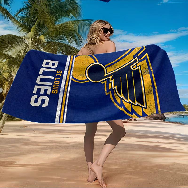 Blues Louis Crest Beach Towel Microfiber Beach Towel, Lightweight and Quick-Dry, for Summer Travel, Swimming Pool Fan Birthday Gift