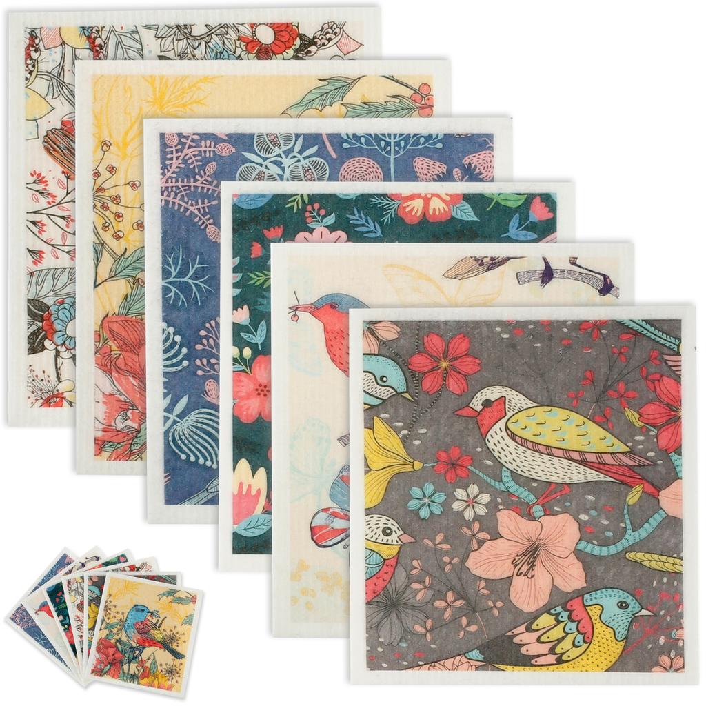 Kitchen Cleaning Cloths Dish Towels Cellulose Cotton Cleaning Cloths Absorbent Swedish Rags Soft Reusable Wet Dry Dishcloths