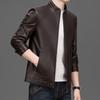 Men's Stand Collar Faux Leather Jacket