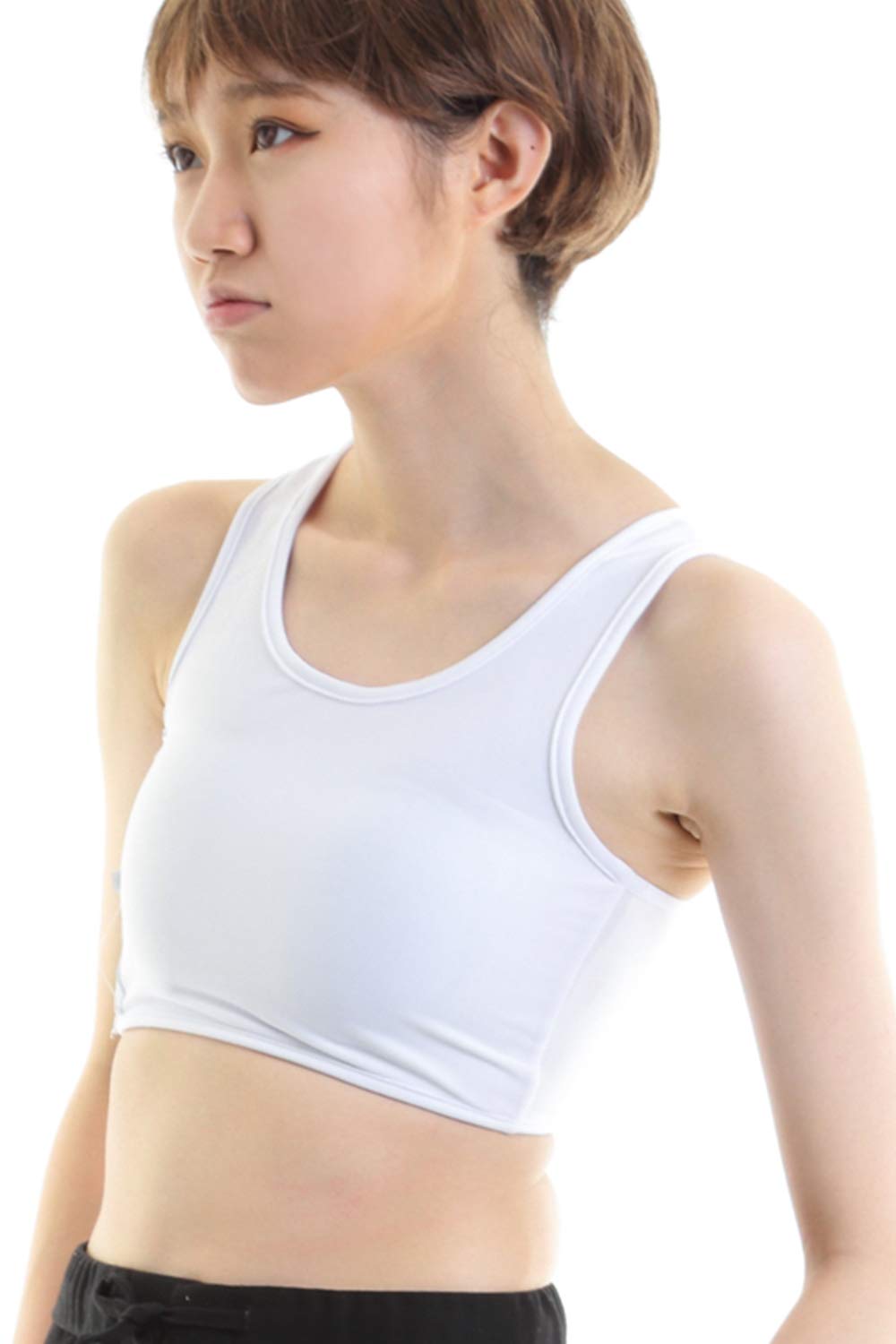 

Chest Crushing Tank Top Pan Shirt Clothing Cosplay Bust Correction Gradual Adjustment Hook Type Sports Bra White XL [AFROMARKET] Men s