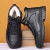 Fashion New Designer Genuine  Men's Ankle Boots Fashion Soft-soled Winter Warm Cotton Shoes Men Non-slip Black Platform Ankle Boots Male