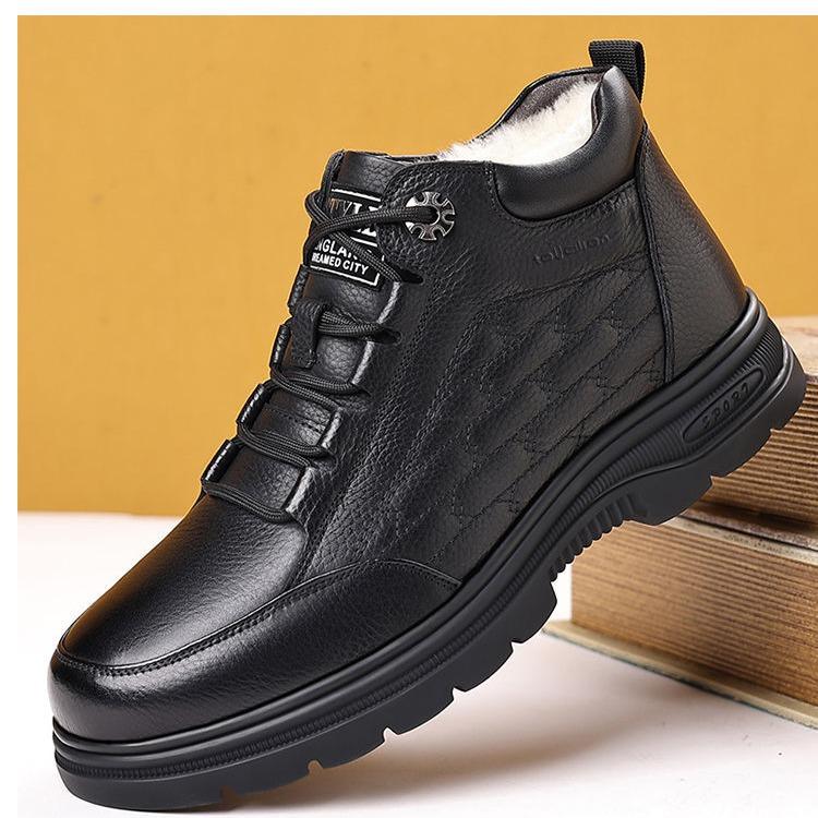 

Зимние бархатные теплые хлопковые ботинки мужские кожаные высокие повседневные мужские ботинки для среднего возраста на мягкой подошве для верховой езды 44