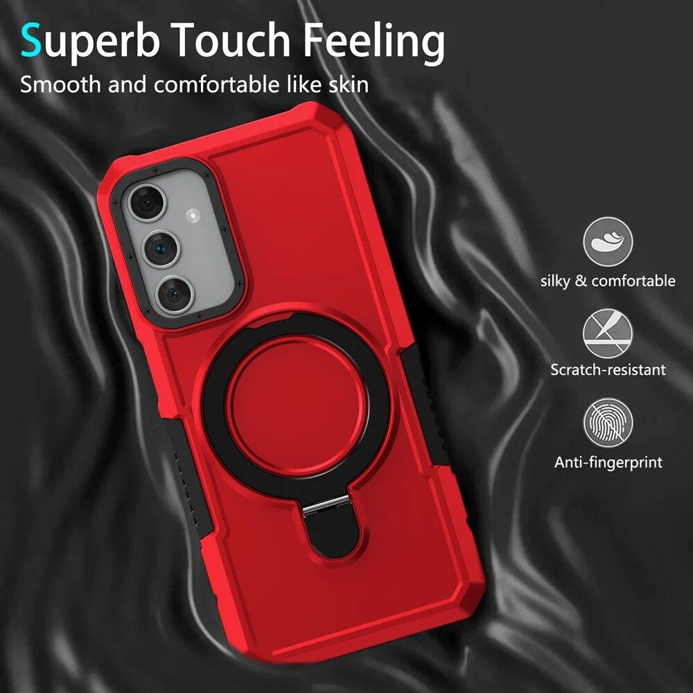KEYSION Shockproof Armor Case for Samsung A55 A35 A25 A15 A05 Soft Silicone+PC Ring Stand Phone Back Cover for Galaxy A35 A55 5G