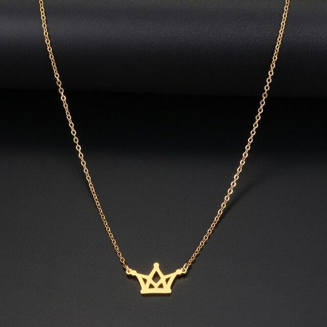 Stainless Steel Necklaces Classic Small Crown Pendant Chain Choker Charm Fashion Necklace For Women Jewelry Party Wedding Gifts