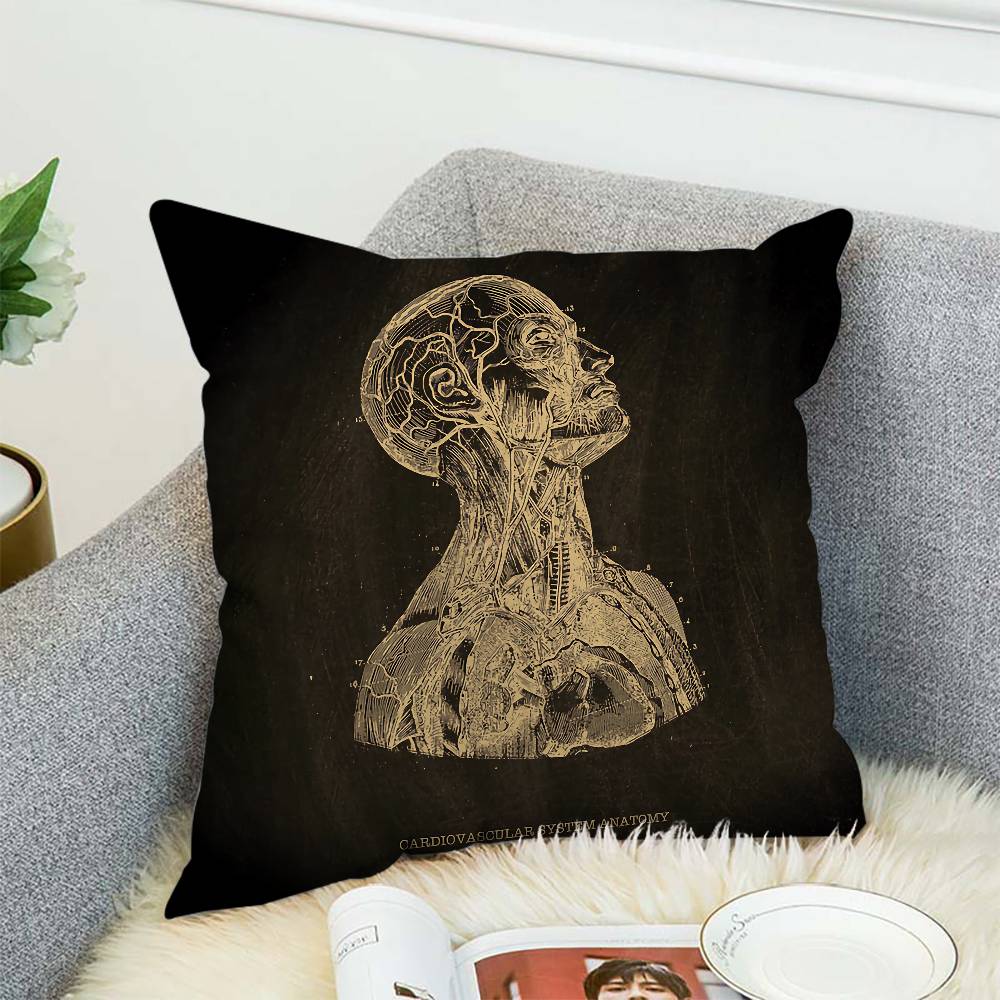 

Anatomical Skeleton Pillow Case Pillowcase Double-Sided Printing Cushion Cover 45x45 Decorative Cushions Sofa Soft Home Decor Pi 12x12Inch