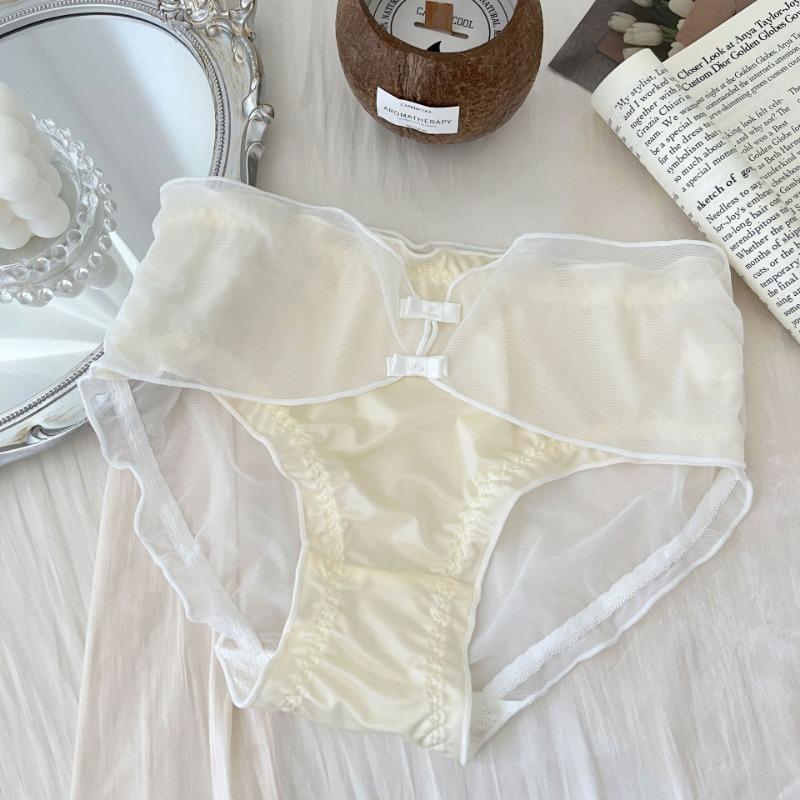 Girl Pure Desire Wind Satin Underwear Summer Thin Sweet Mesh Women's Triangle Panties