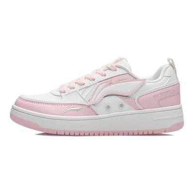 Non-Slip Wear-Resistant Shock Absorbing Low-Top Skate Shoes Women Sneaker White Pink AGCS134-1