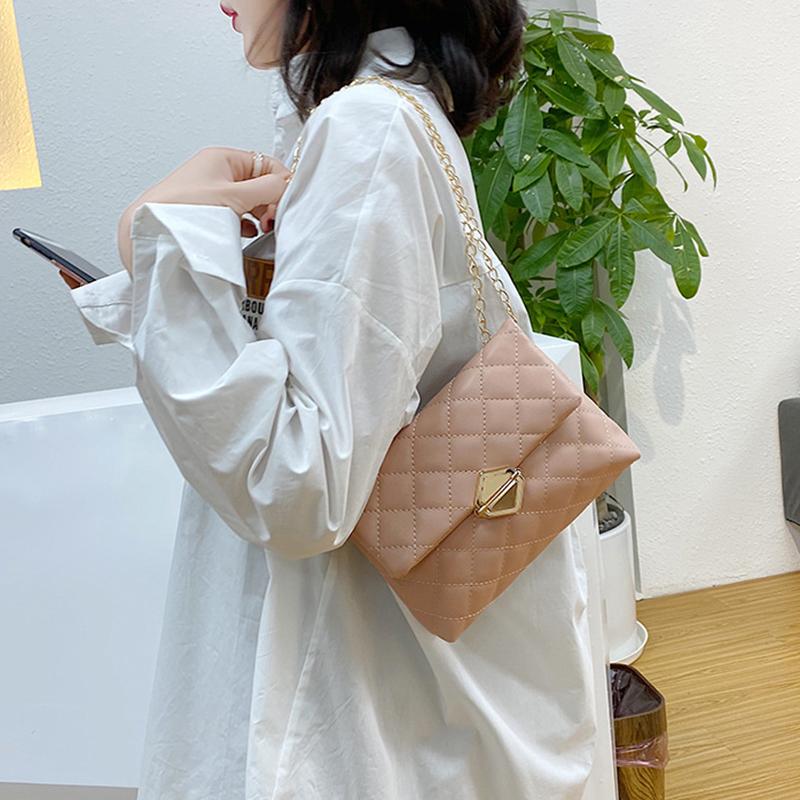 Diamond Lattice Shoulder Bag For Women Pu Leather Flap Crossbody Bag Female Luxury Chain Messenger Pack Handbag And Purse Quality