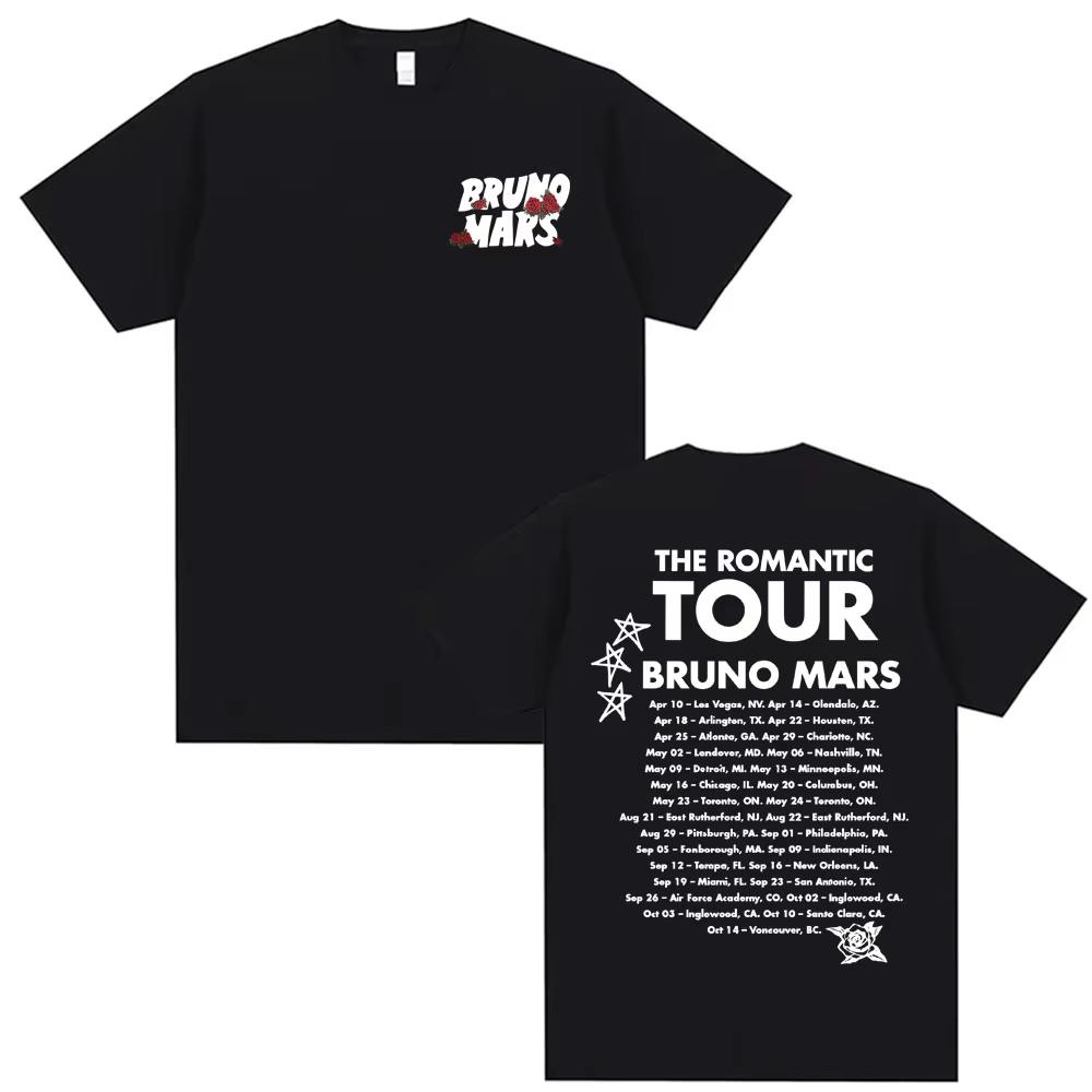 

Bruno Mars Romantic Tour 2026 Concert Tshirt Summer Mens Womens Luxury Retro Hip Hop Punk Casual Cotton Oversized Tshirt M