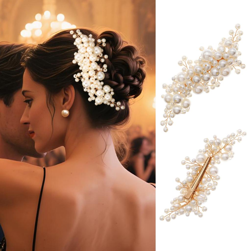 Pearl Hair Clip Artificial Pearl Alloy Hair Clip Elegant Hair Accessory For Women Wedding Bridal Party Prom Daily Wear