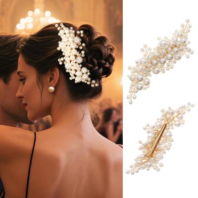 Pearl Hair Clip Artificial Pearl Alloy Hair Clip Elegant Hair Accessory For Women Wedding Bridal Party Prom Daily Wear