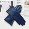 New Ladies Sheepskin Touch Screen Gloves Single Leather Thin Unlined Classic Solid Color Versatile Straight Driving Gloves