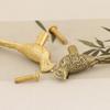 Retro Longtail Bird Brass Handle Vintage Furniture Hardware Cabinet Door Knobs Push-pull Gold Wardrobe Drawer Pulls Furniture