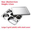 304 Stainless Steel Divided Dinner Tray Lunch Container Food Plate for School Canteen 3/5/4 Section Divided Bento Tray Tableware