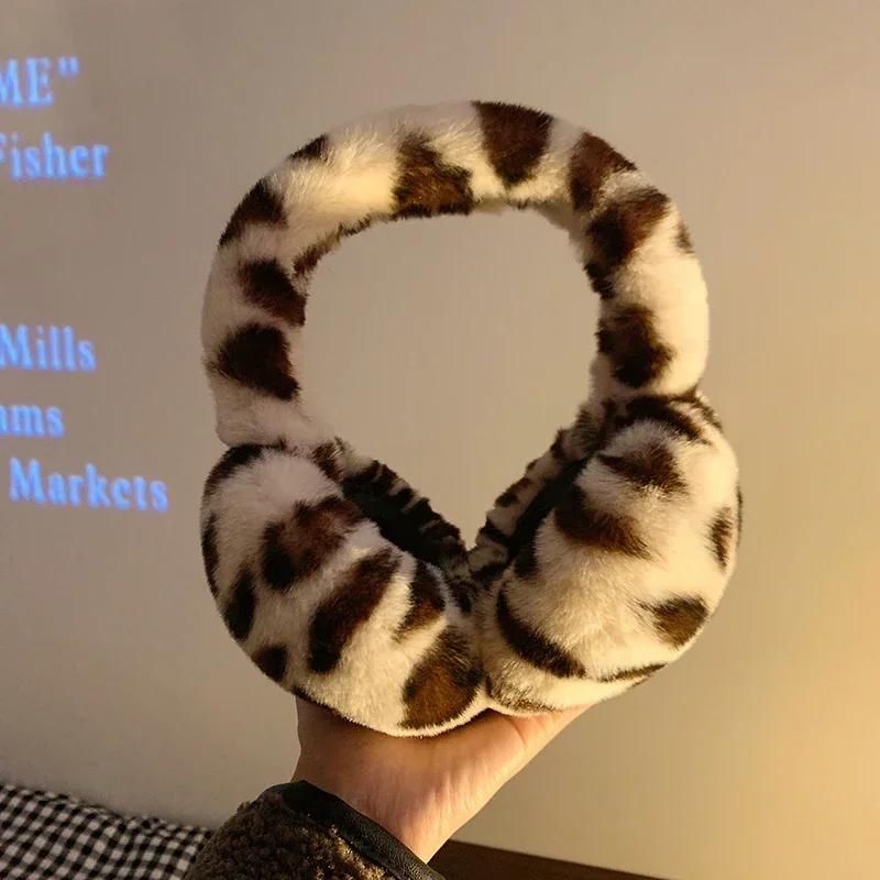 

Леопардовые наушники Мягкие наушники Зимние теплые складные беруши Защита от холода Женские наушники для велоспорта Антизамерзающие аксессуары