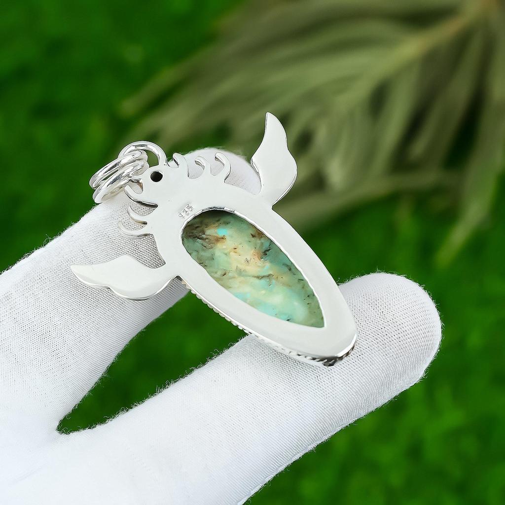 Pear Chrysoprase Gemstone Tsavorite Sister New Pendant Jewelry Sterling Silver
