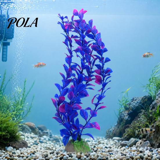 Stable Fish Tank Plants Artificial Water Plant, Aquarium Decoration, Purple Blue Gradient Color Durable Plant Decoration Plastic Leaves, Safe Ornament