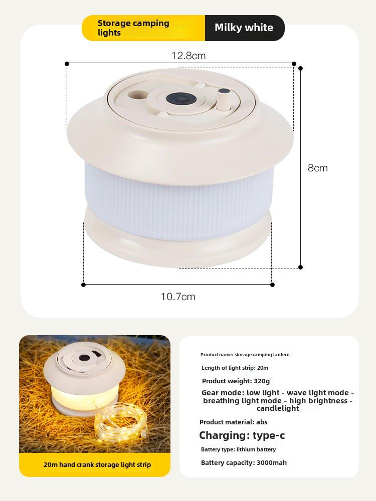 20 Meters Camping Tape Light with Waterproof LED Outdoor Tent Light String Festive Atmosphere Light, Garden Decorative Light