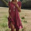 Mittellanges Kleid im Ethno-Stil aus Polyesterstoff mit Blumenprint für den Sommer