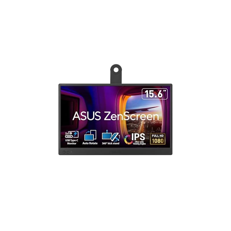 ASUS ZenScreen MB169CK-J Portable Monitor - 15.6-inch / Full HD / IPS / Dual USB Type-C / Flicker-Free / Blue Light Reduction / Non-Glare Panel / 360°