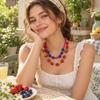 Resin Fruit Charms Fruit Beaded Necklace 3D Beaded Design Glass Beaded Necklace  for Girls