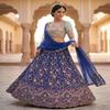 Royal Blue Floral Embroidered Lehenga Set