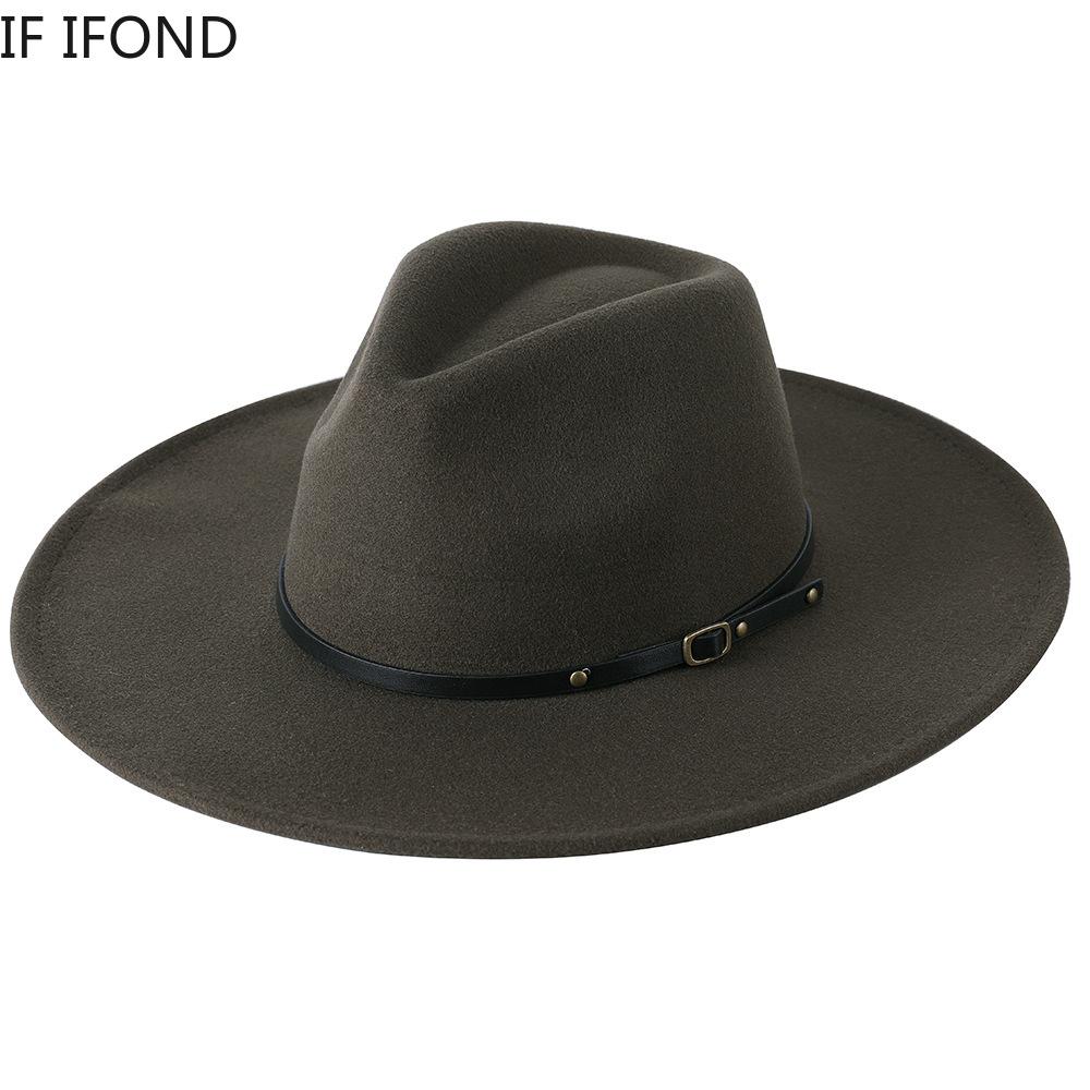 Wool Warm Wide Brim Fedora Hats Women Solid Color Top Jazz Felt Hat For Men Panama Gamble Yellow Hats