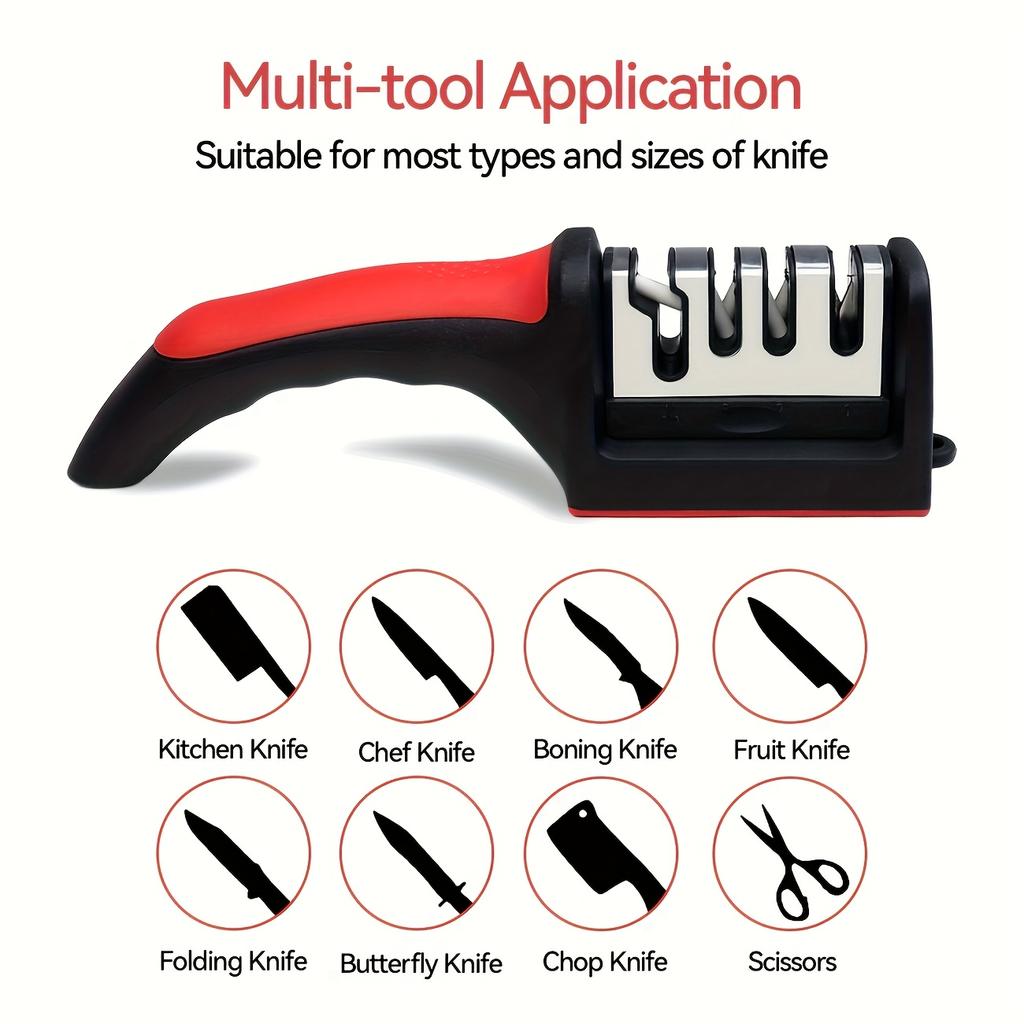 Stainless Steel Handheld Knife Sharpener Modern Multi-Stage Kitchen Tool for Quick and Efficient Sharpening