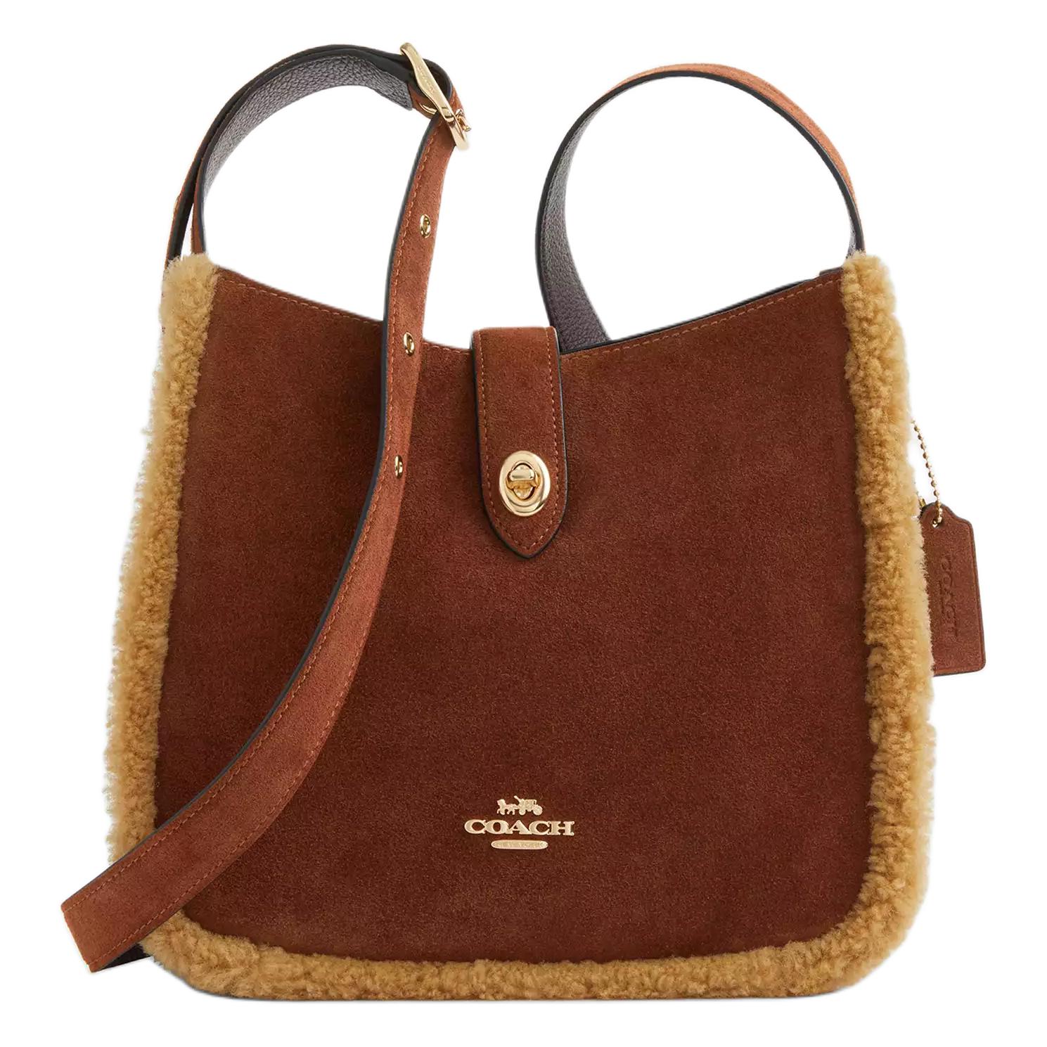 

Coach Hadley 24 Adjustable Shoulder Strap Suede And Refined Pebble Leather Crossbody Bag Medium Vintage Brown Women crossbody bag CCZ26-IMYMY Basic Set (Bag+Dust Bag)