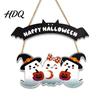 Festival Hanging Sign Happy Halloween Ghost Door Sign, Wooden Three Entrance Plaque Hanger, Front Wall Party Supplies Boxwood Pendant